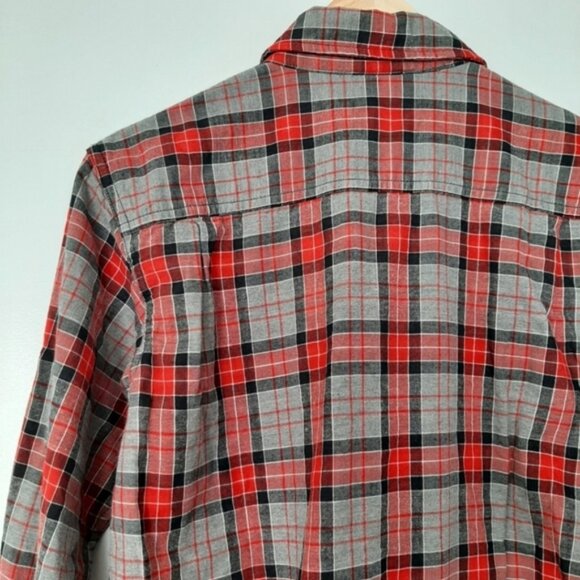 GAP Utility Sleeve Lined Plaid Button-Up Shirt Top Red Gray Kids Youth Sz XL - Picture 12 of 15